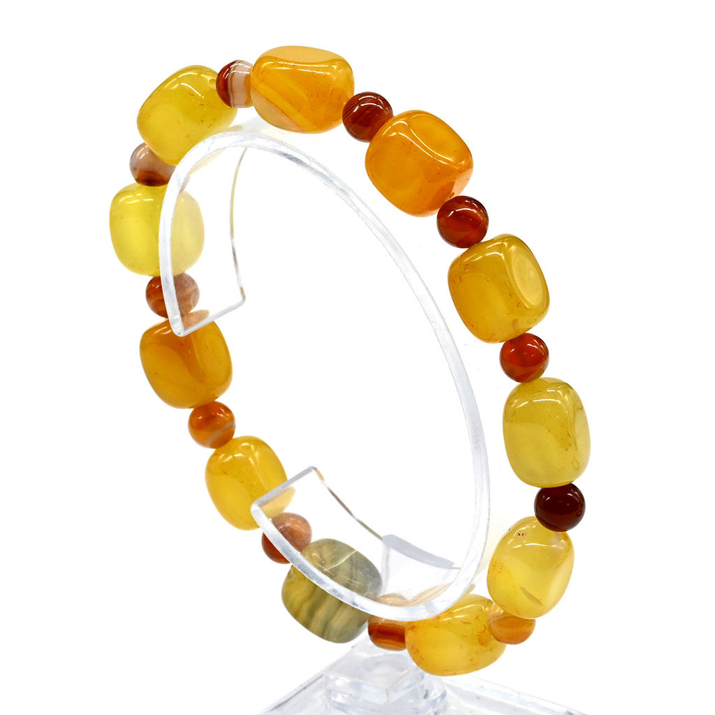 Браслет из агата тонированного прямоугольник 9*12мм цв.желтый