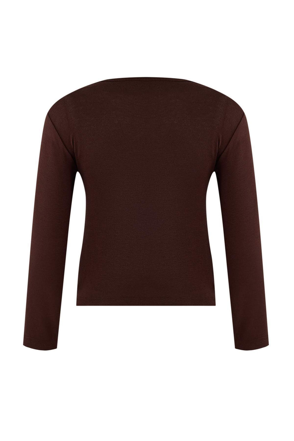 Kahverengi 2li Tak?m Fitted/Vucuda Oturan V Yaka Dugmeli Premium Yumusak Orme Bluz TWOSS26BZ00173 - Trendyolmilla фото 8