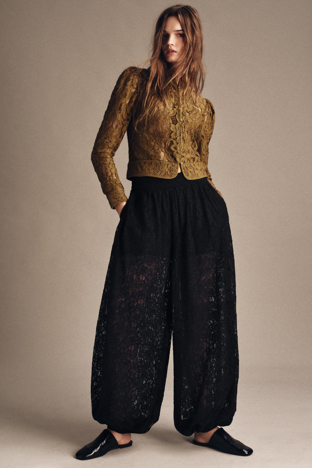 ZW COLLECTION LACE JACKET WITH PUFF SLEEVES - Zara фото 4
