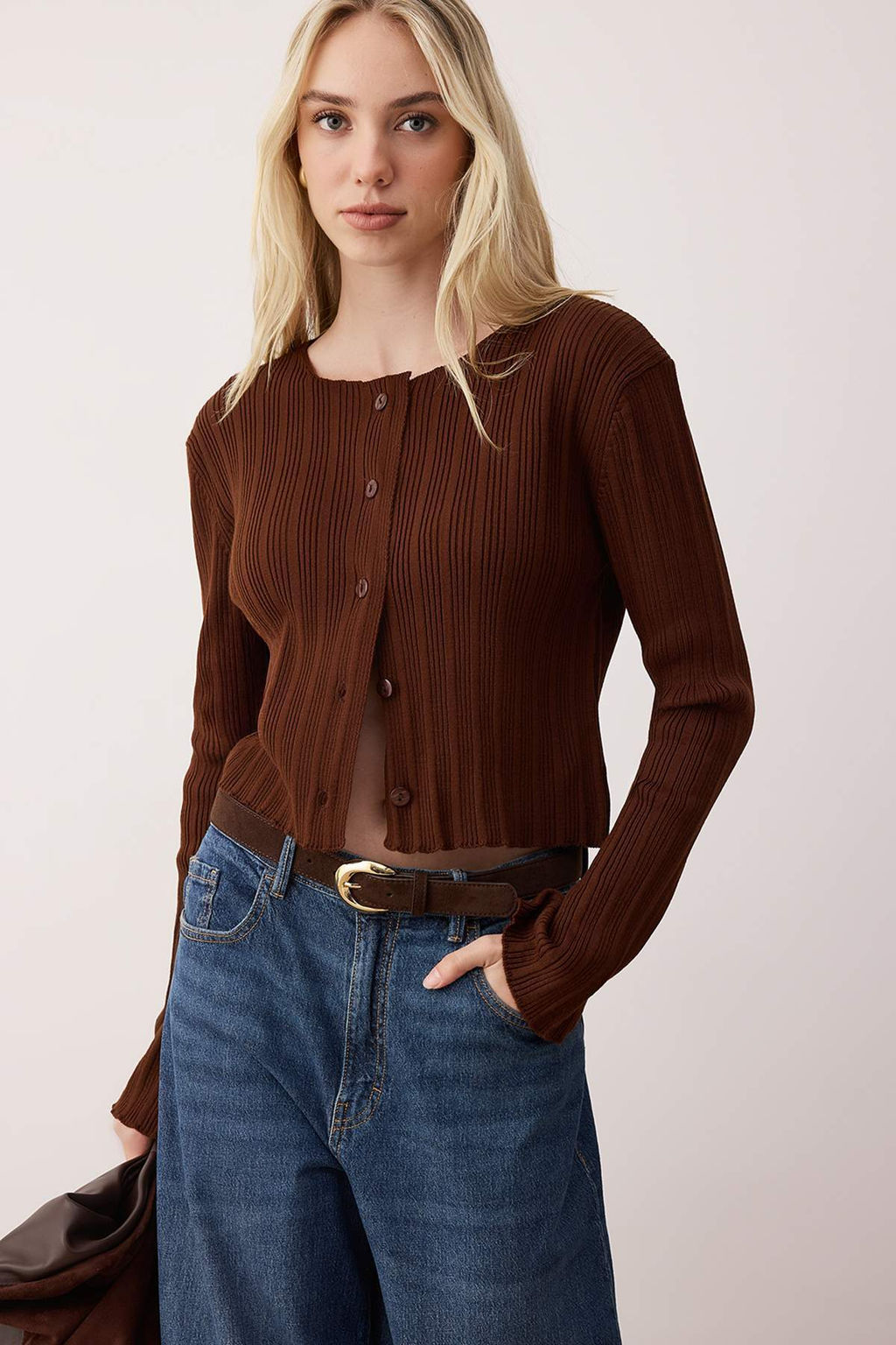 Kahverengi Ispanyol Kol Triko H?rka TWOAW26HI00268