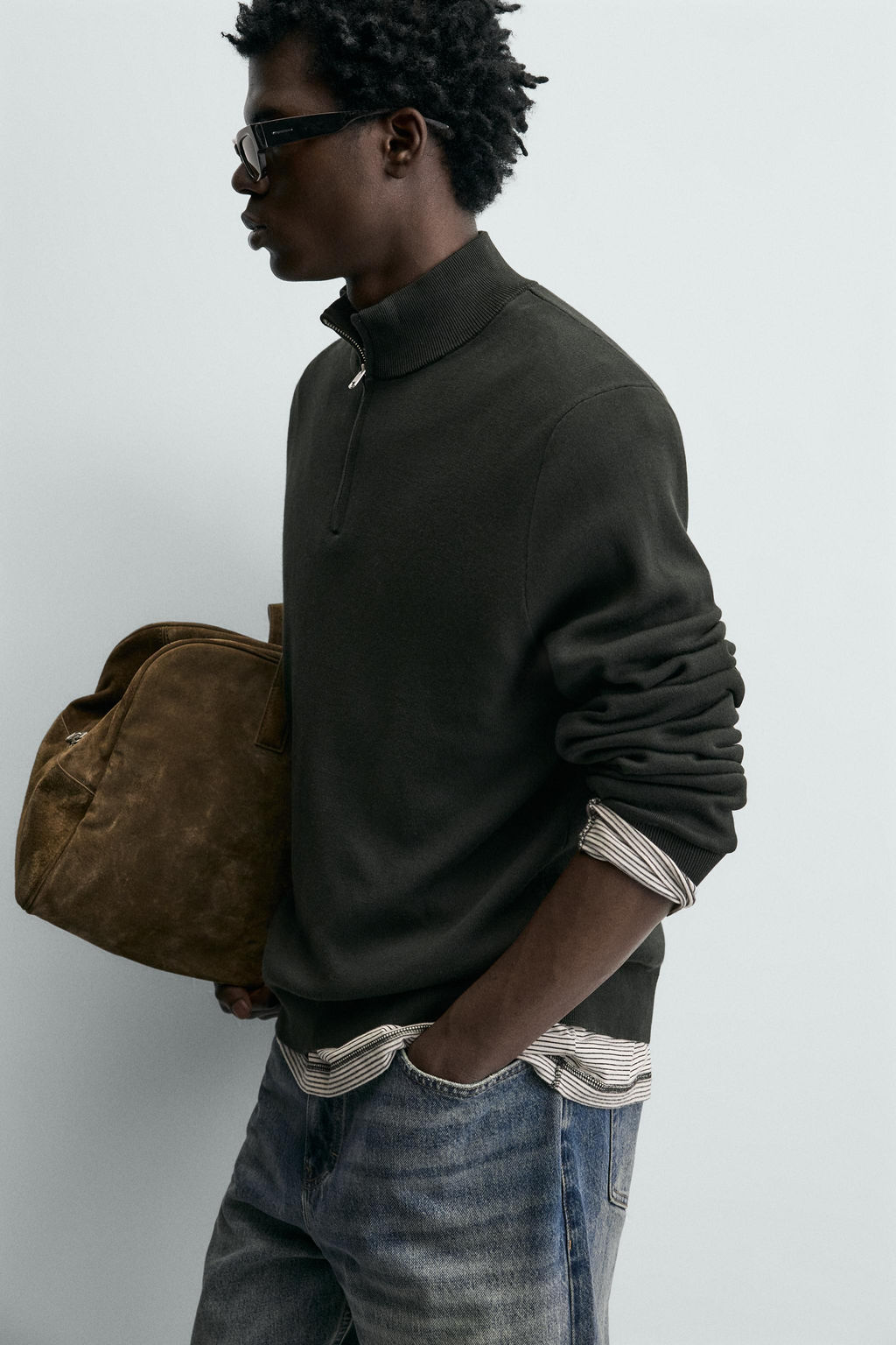 COTTON QUARTER-ZIP JUMPER - Zara фото 8