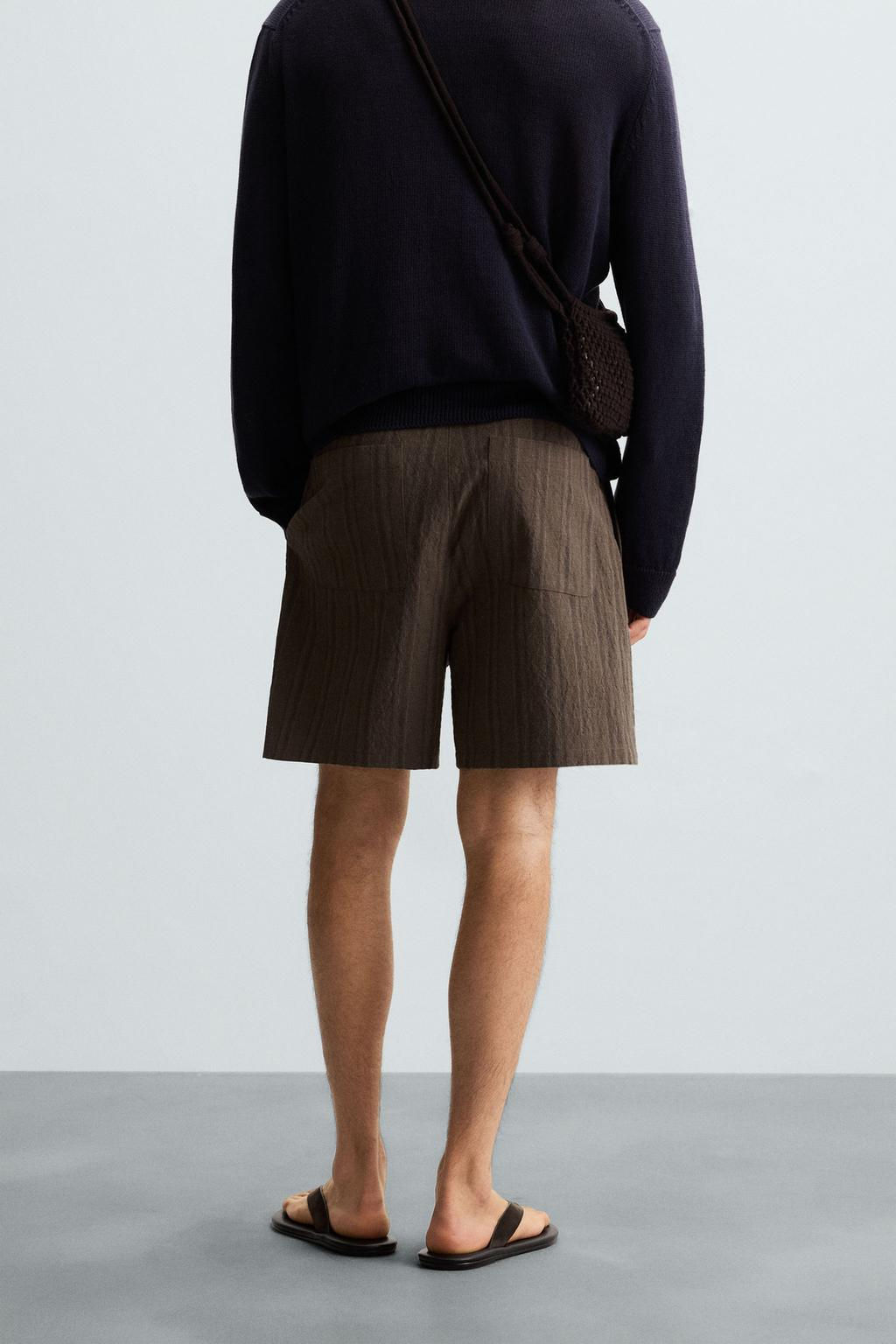 STRIPED REGULAR FIT BERMUDA SHORTS - Zara фото 4