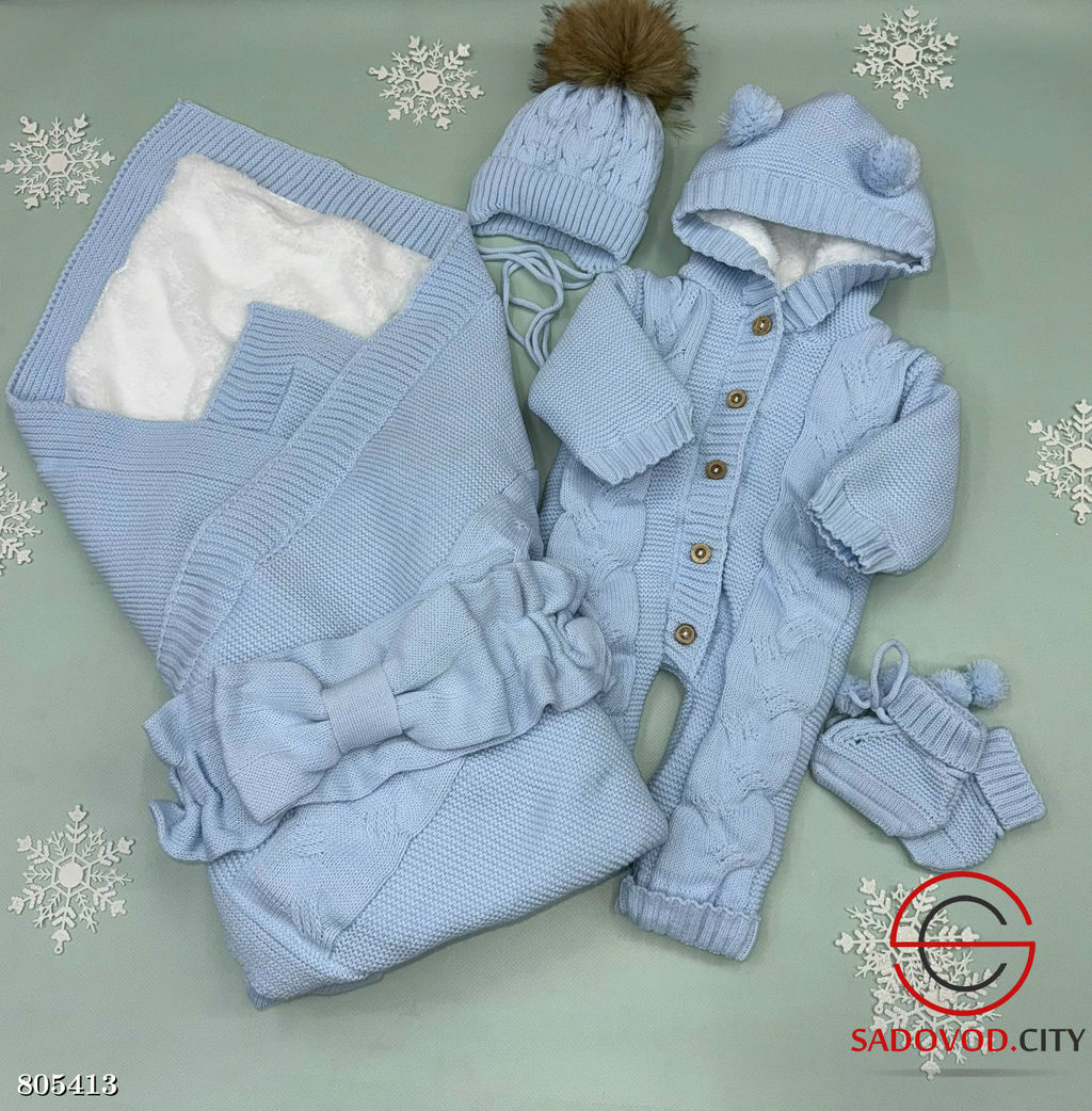 Вязанный набор на выписку 5 предметов - Bruno фото 9