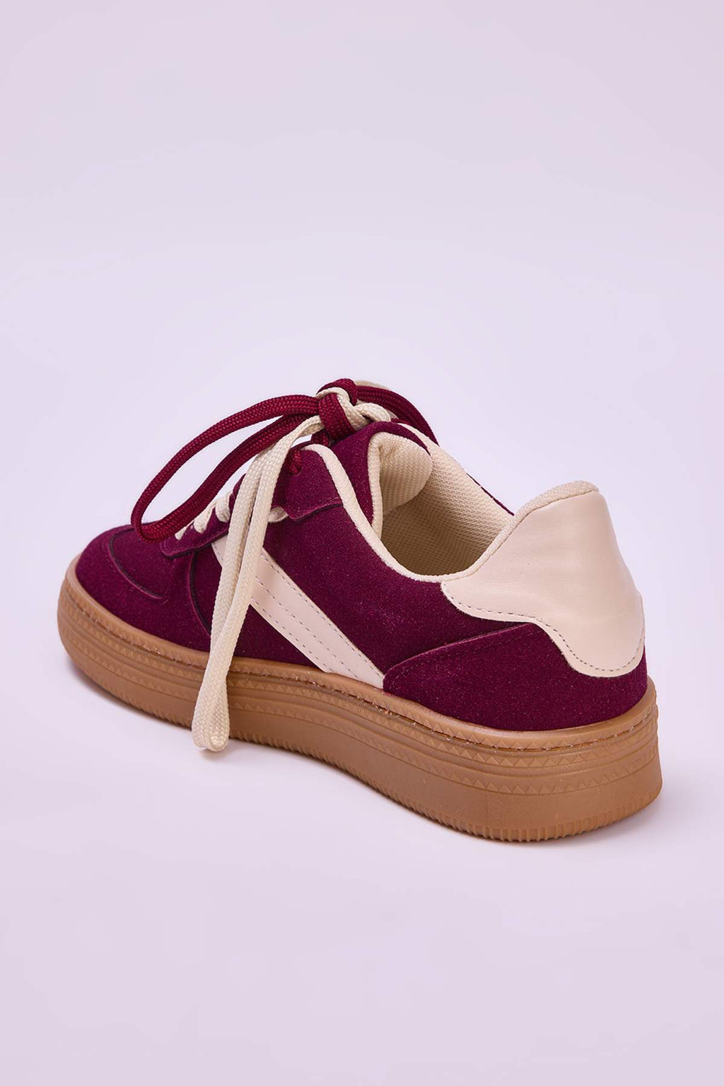 Bordo Iki Bagc?kl? Cift Kullan?ml? Kad?n Retro Spor Ayakkab? TAKSS25SN00009