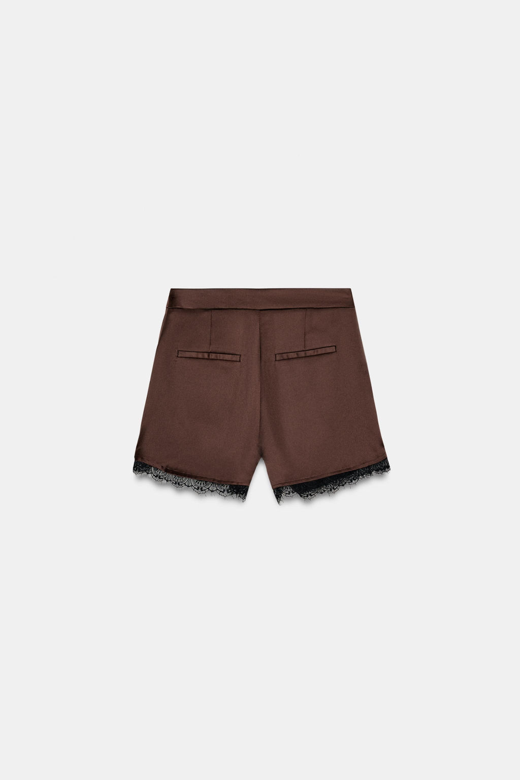 SATIN BERMUDA SHORTS WITH LACE TRIM - Zara фото 7