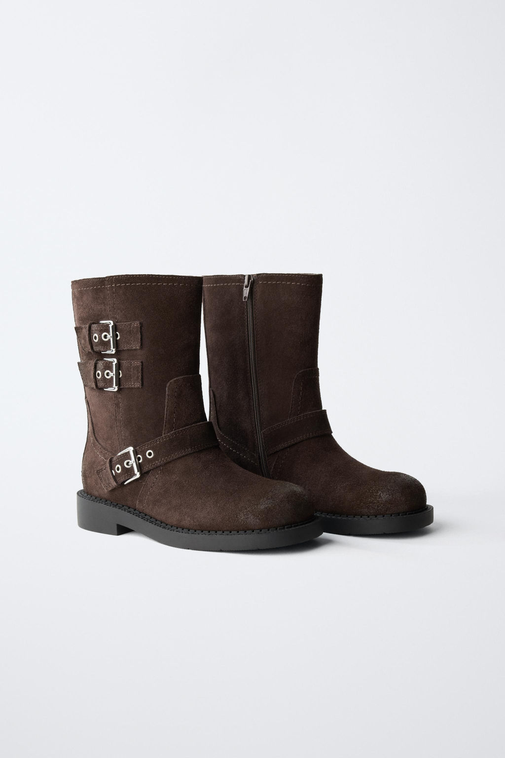 LEATHER BUCKLE BOOTS - Zara фото 11