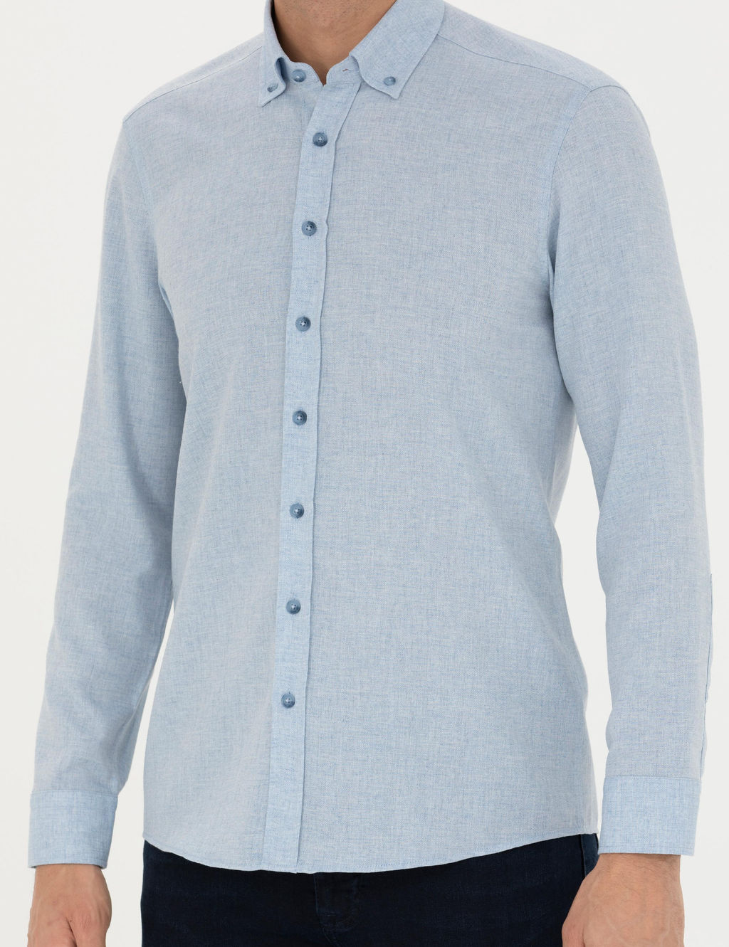 A__k Mavi Slim Fit Uzun Kollu G_mlek