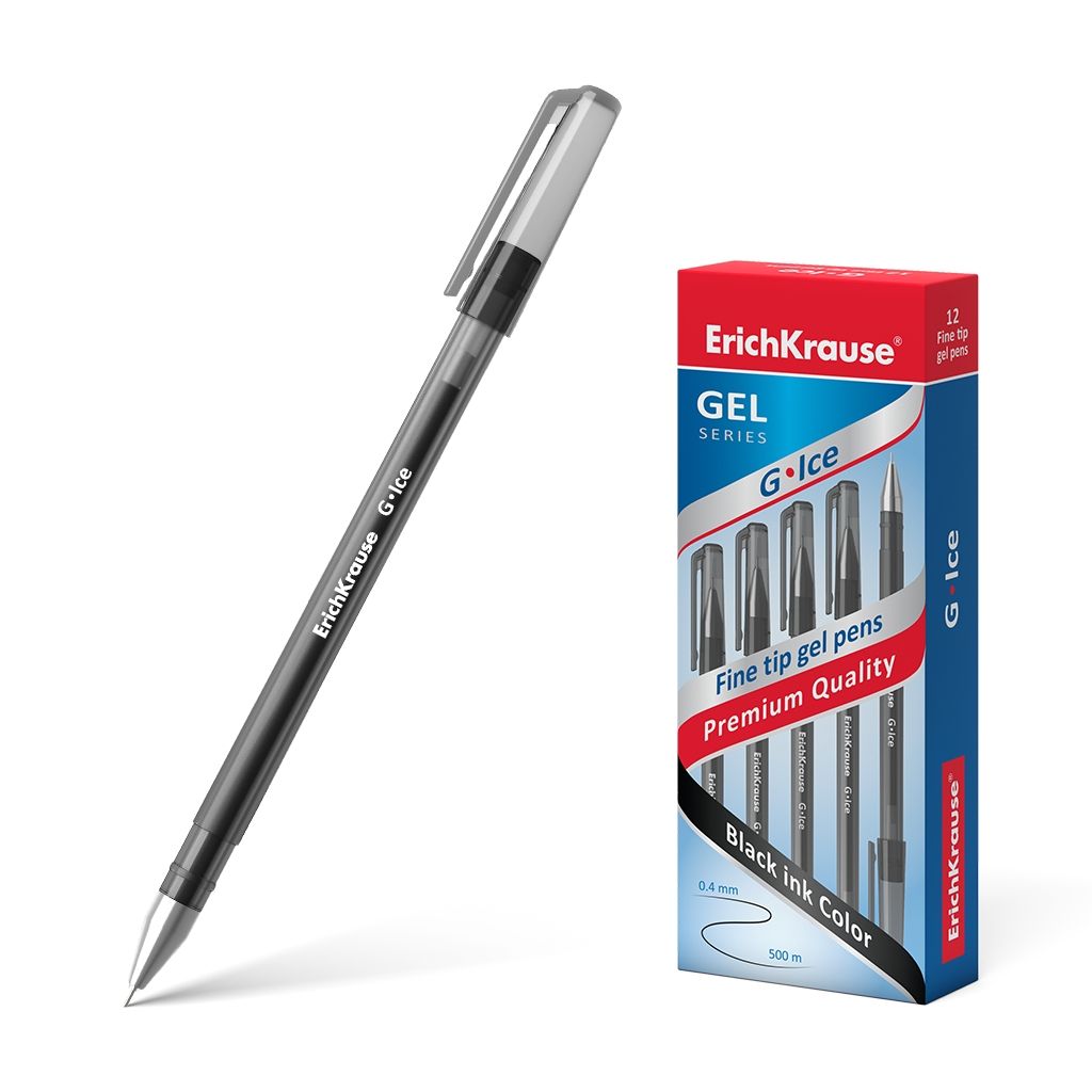 Цена за 12 шт. Ручка гелевая ErichKrause G-Ice Stick Original 0.5, цвет чернил черный (в коробке по 12 шт.)