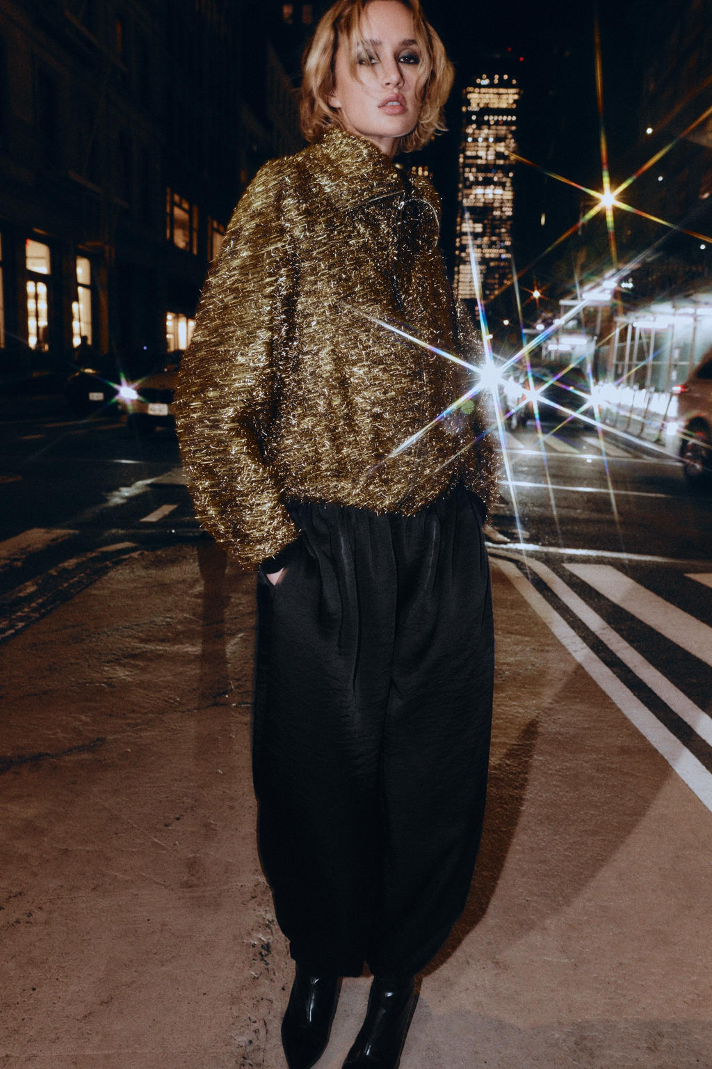 METALLIC THREAD BOMBER JACKET - Zara фото 4