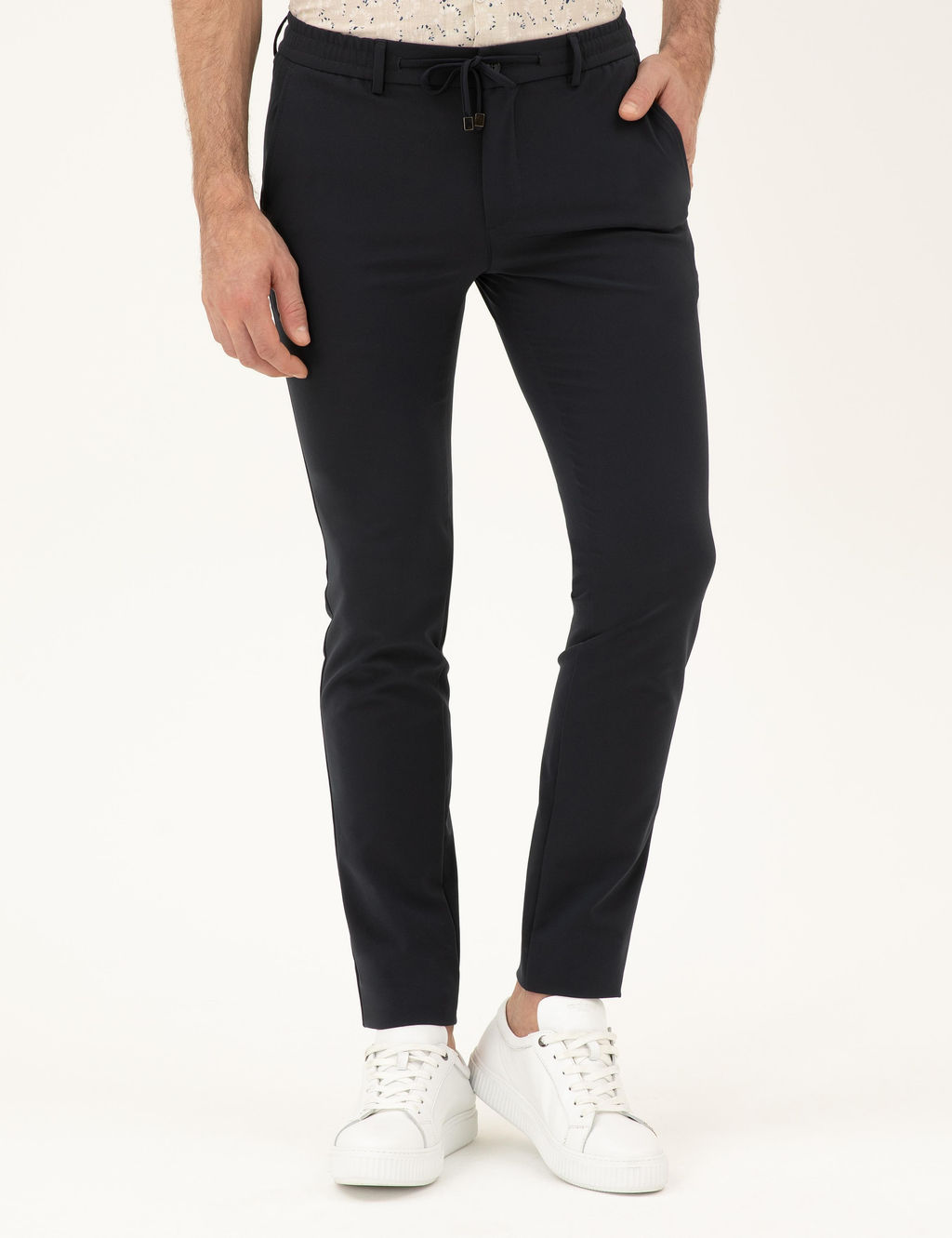Lacivert Slim Fit Beli Ba_c_kl_ Pantolon