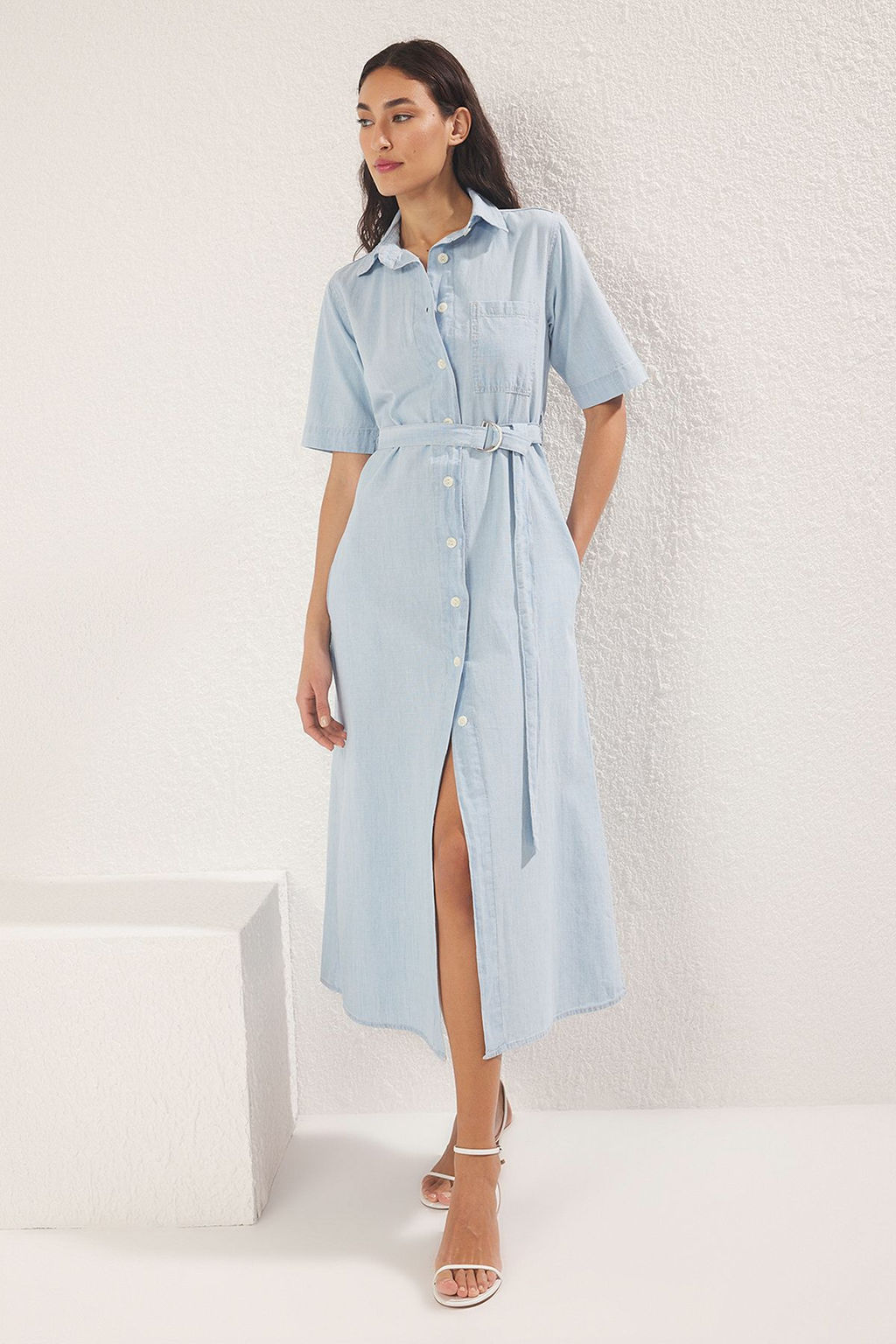 TRENDYOLMILLA Mavi Kusakl? Midi Denim Gomlek Elbise TWOSS25EL00748  фото 2