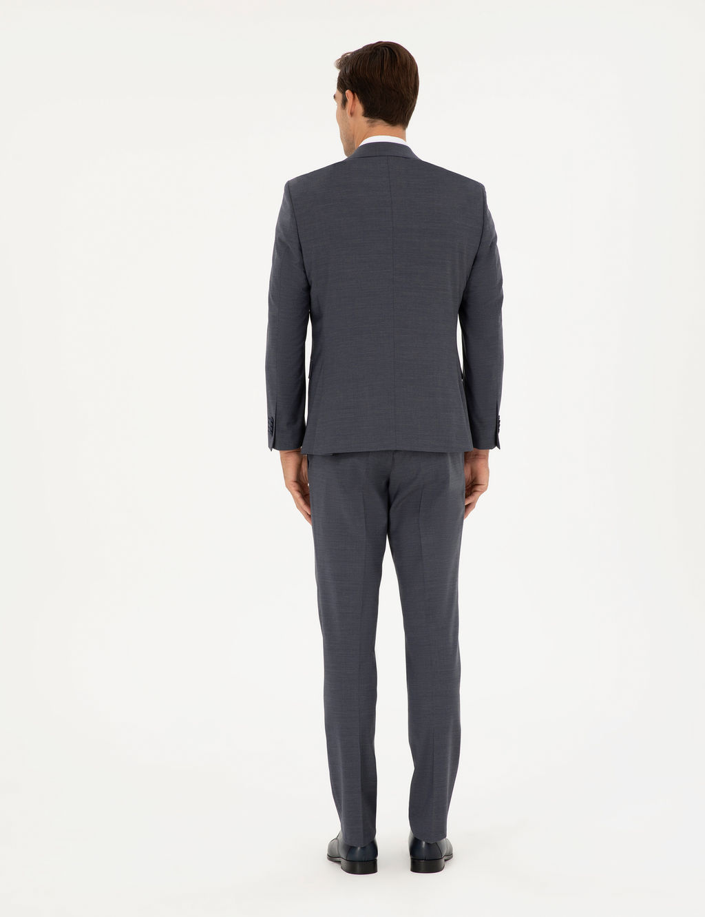 Koyu Mavi Slim Fit Y_nl_ Tak_m Elbise