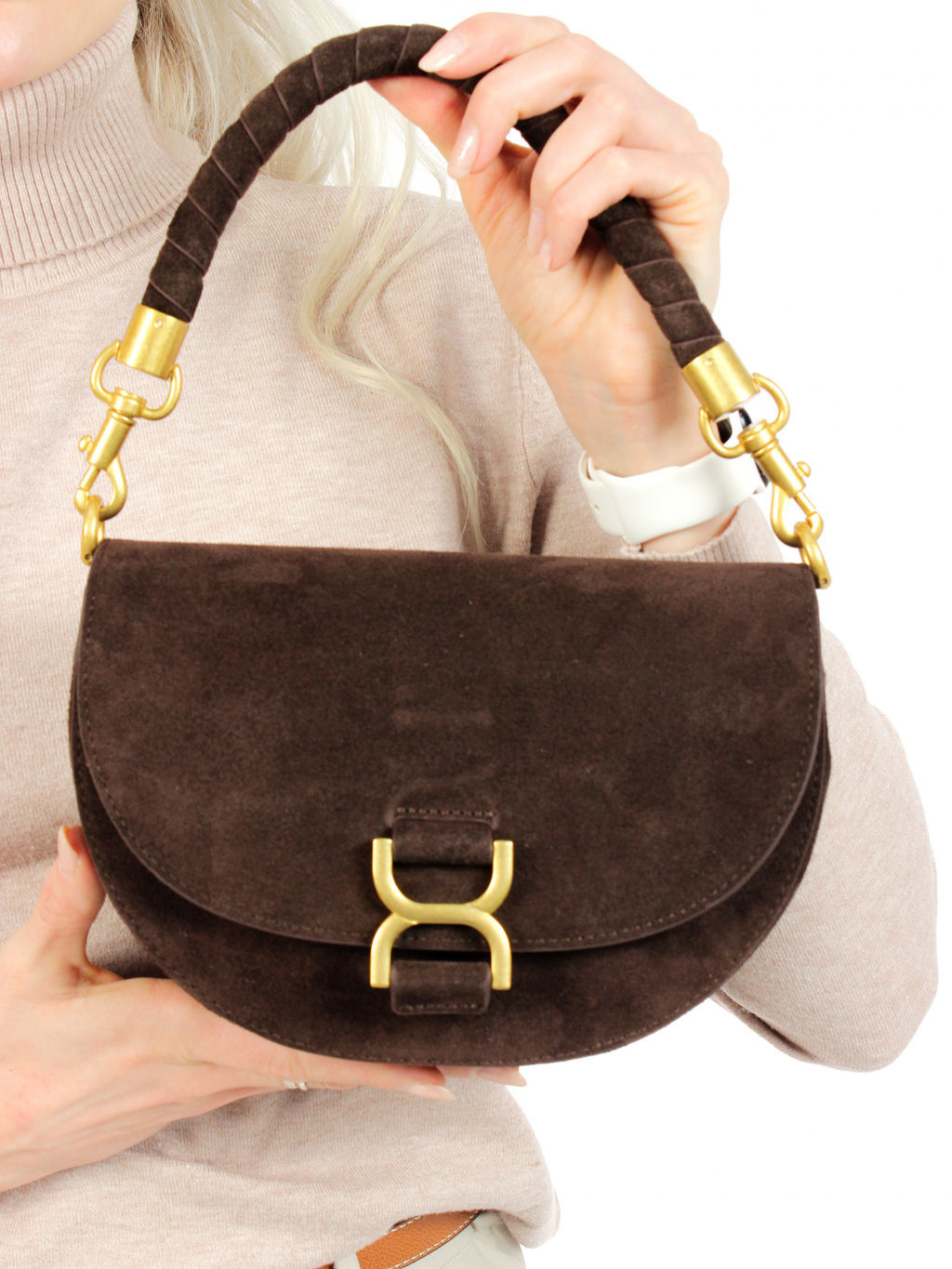 LACCOMA сумка АУ4864Ф-коричневый натуральная замша хлопок фото 7