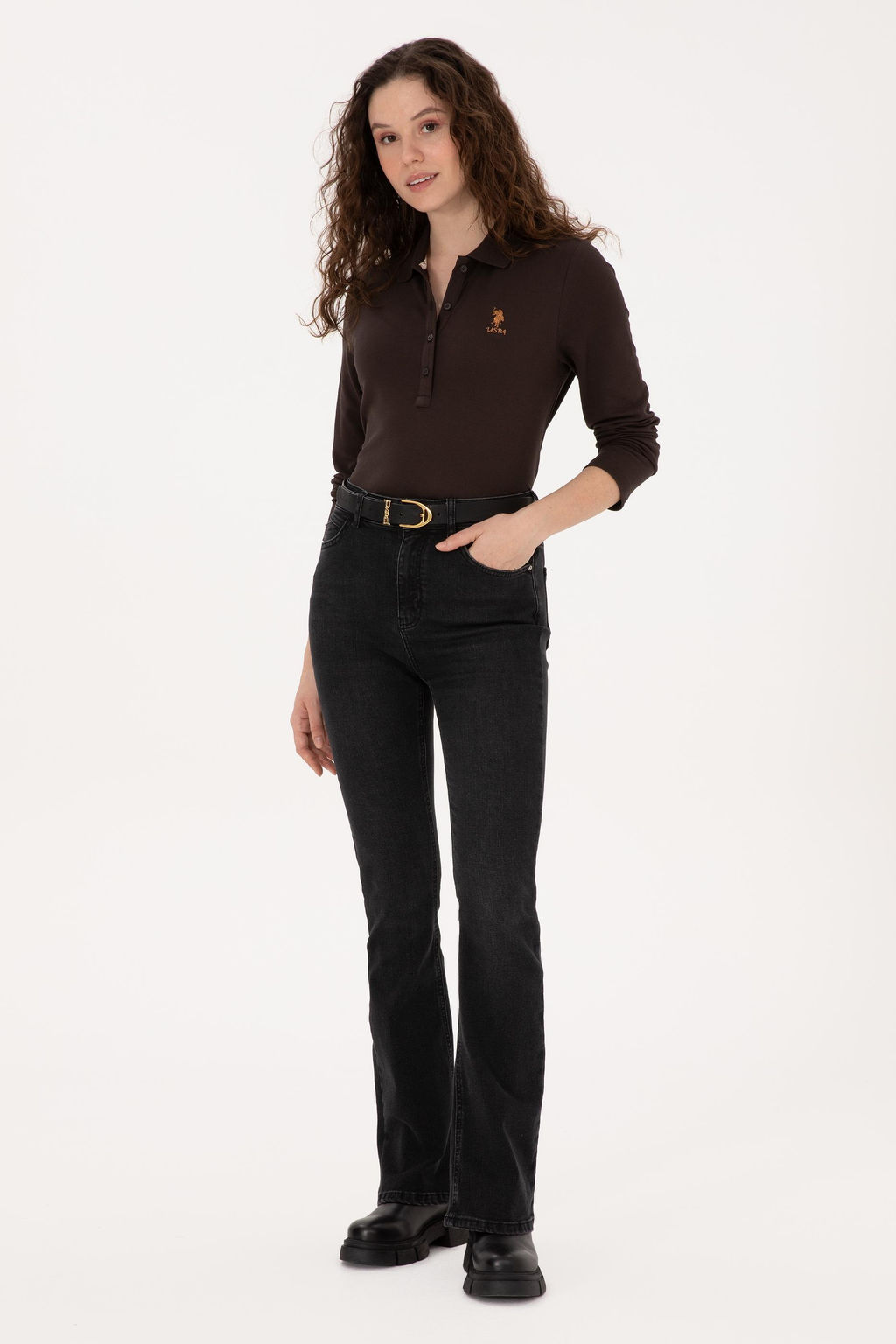 Kad_n Koyu Kahverengi Basic Sweatshirt - U.s. polo assn фото 4