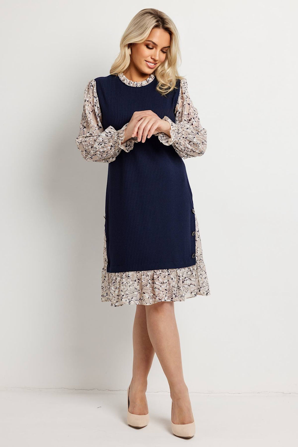 Платье женское 6165/04/Синий, бежевый