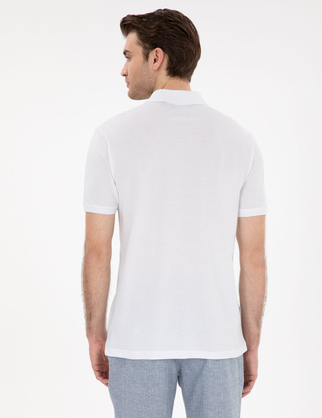 Beyaz Slim Fit K_vr_lmaz Polo Yaka Basic Ti__rt