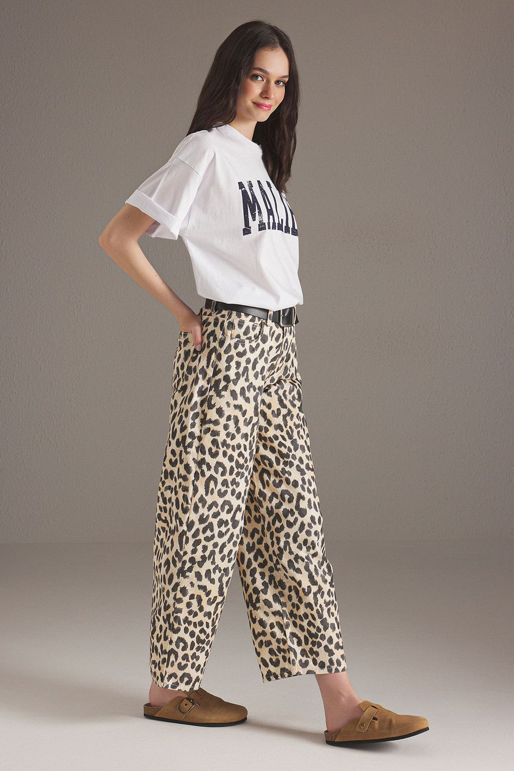 Cok Renkli Animal Leopar Desenli Normal Bel Baggy Jeans TWOSS25JE00246 - Trendyolmilla фото 2