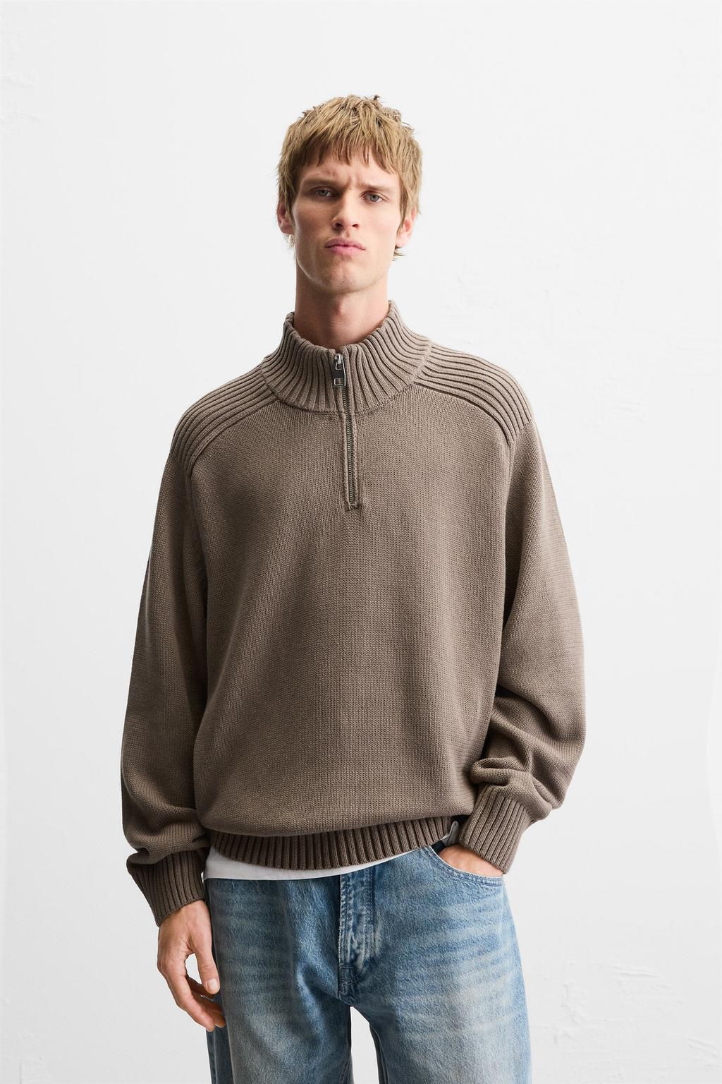 HIGH NECK QUARTER-ZIP SWEATER - Zara фото 19