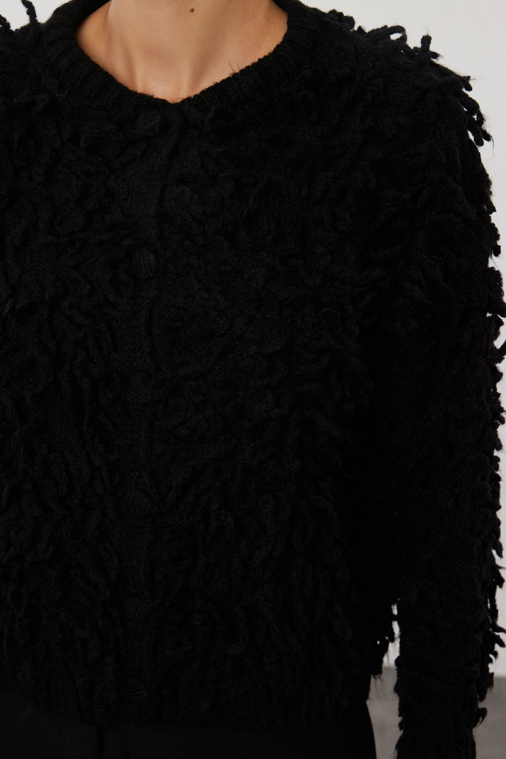 Siyah Yumusak Dokulu Puskullu Mont Triko H?rka TWOAW25HI00190