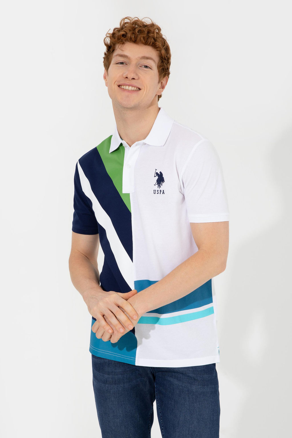 Мужская темно-синяя футболка с воротником-поло - U.s. polo assn фото 8