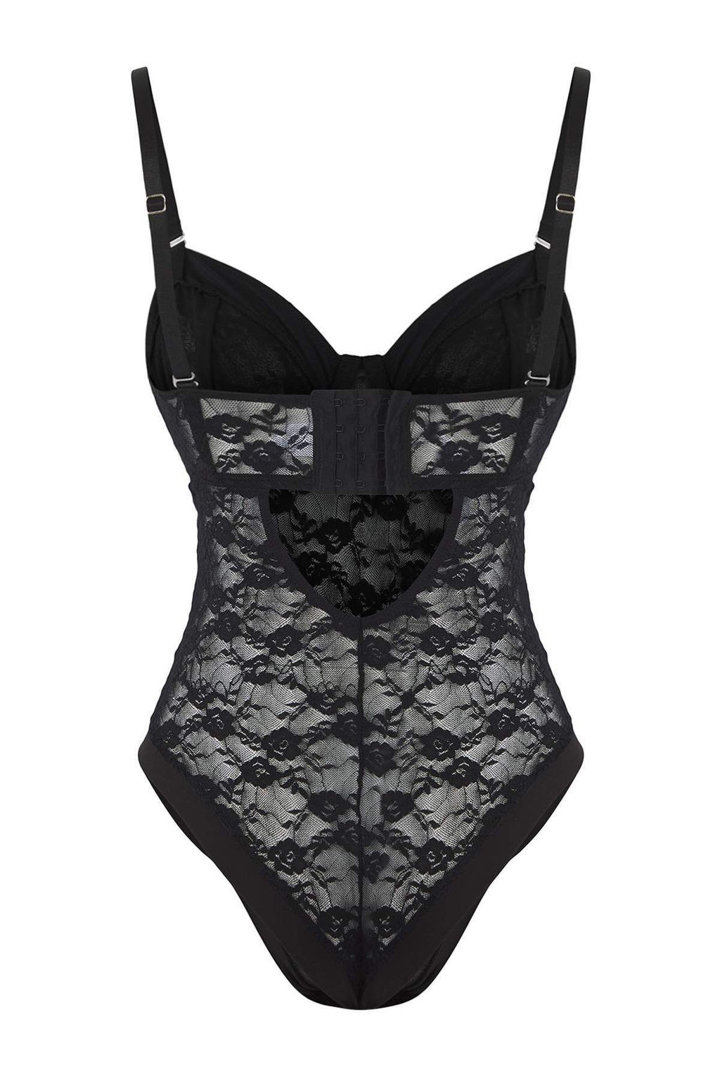 Siyah Dantel Fitted Duz Body THMAW26BD00002 - Trendyolmilla фото 7