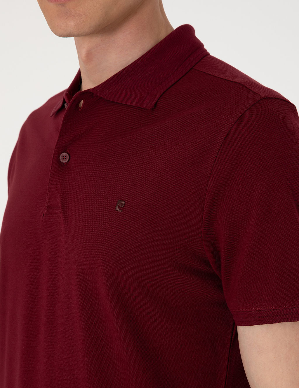 Bordo Slim Fit %100 Pamuk Polo Yaka Basic Ti__rt
