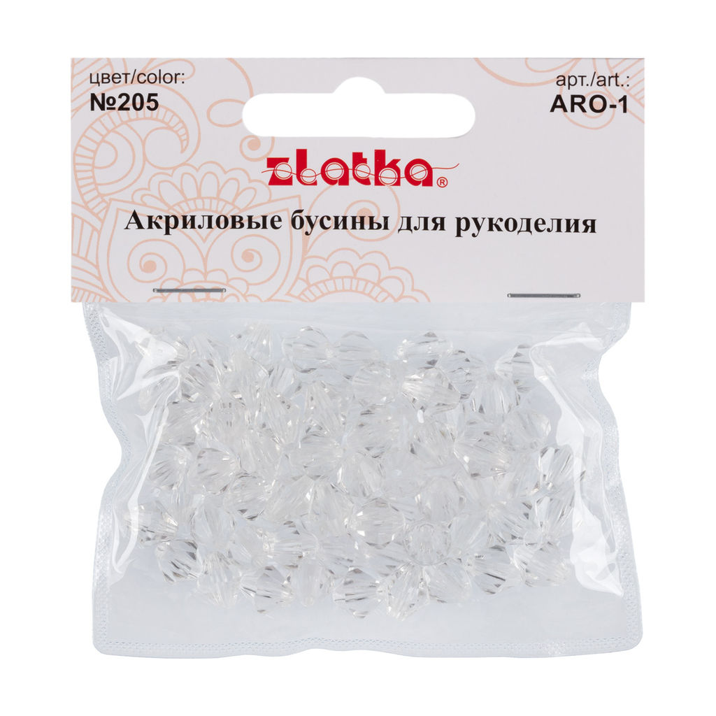 Бусина Zlatka акрил ARO-1 9 х 10 мм 25 г 205 прозрачный  фото 3