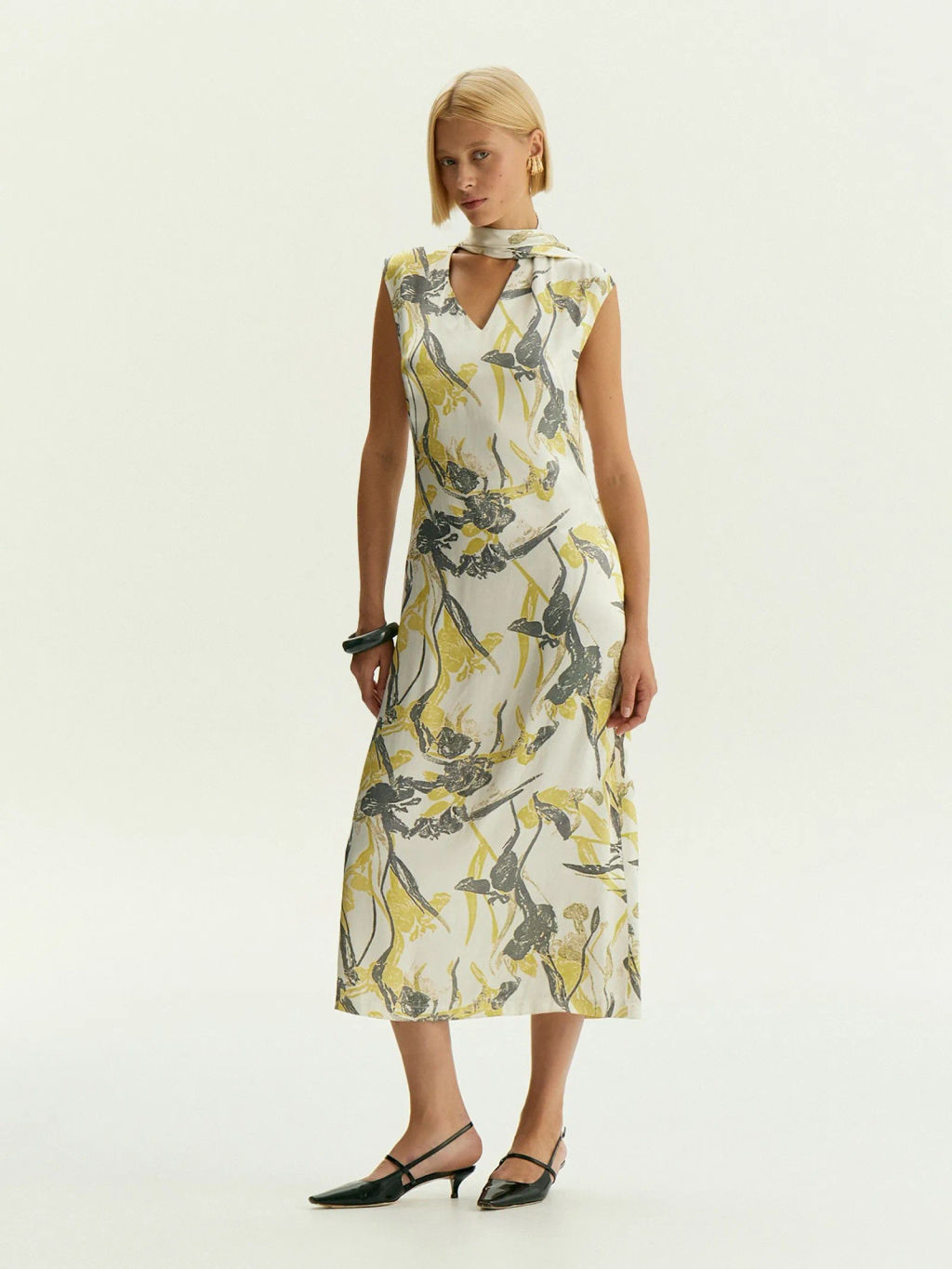 Платье миди из 100% вискозы с цветочным принтом, PL1740/narcis - Emka фото 2