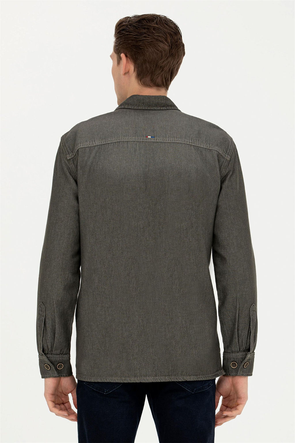 Мужская джинсовая рубашка цвета хаки - U.s. polo assn фото 12