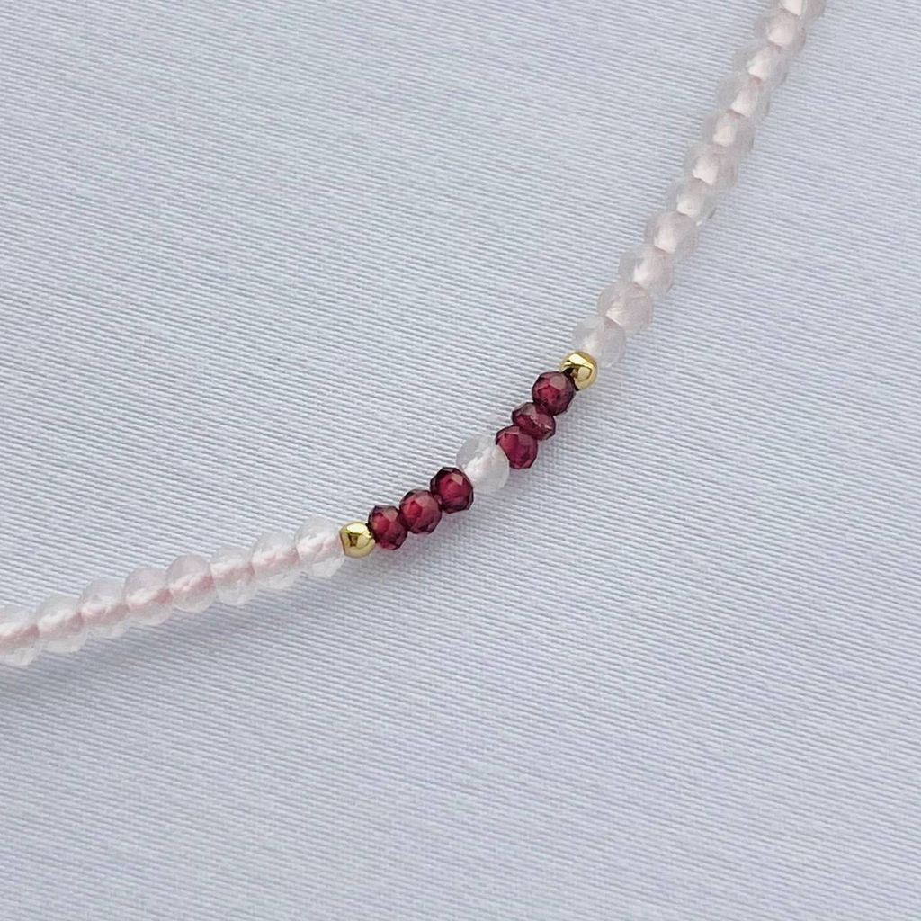 Колье из Розового кварца и Граната 40 см +