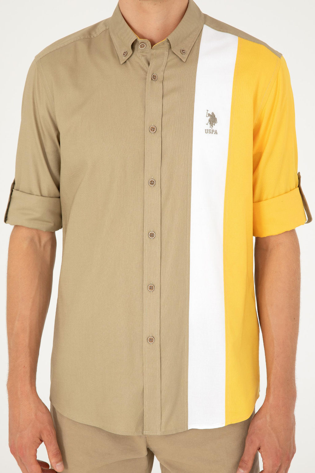 Мужская рубашка цвета хаки с длинным рукавом Неожиданная скидка в корзине - U.s. polo assn фото 6