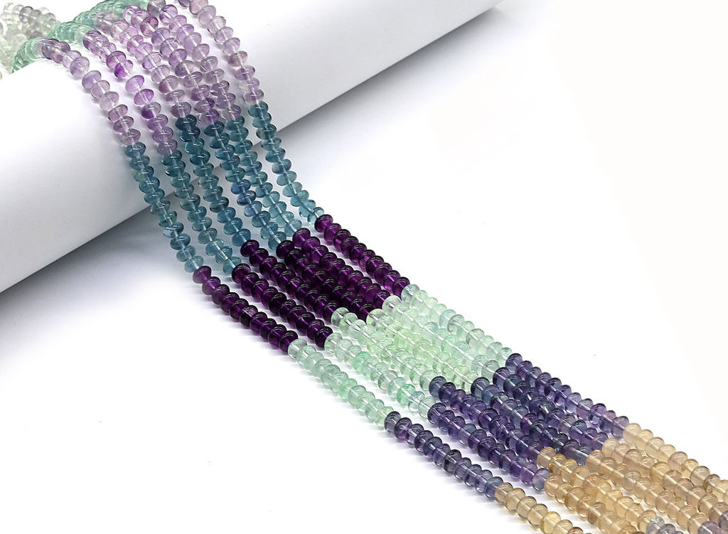 Бусины из флюорита рондель 6*4мм, 41см, 105 бусин Радуга камня