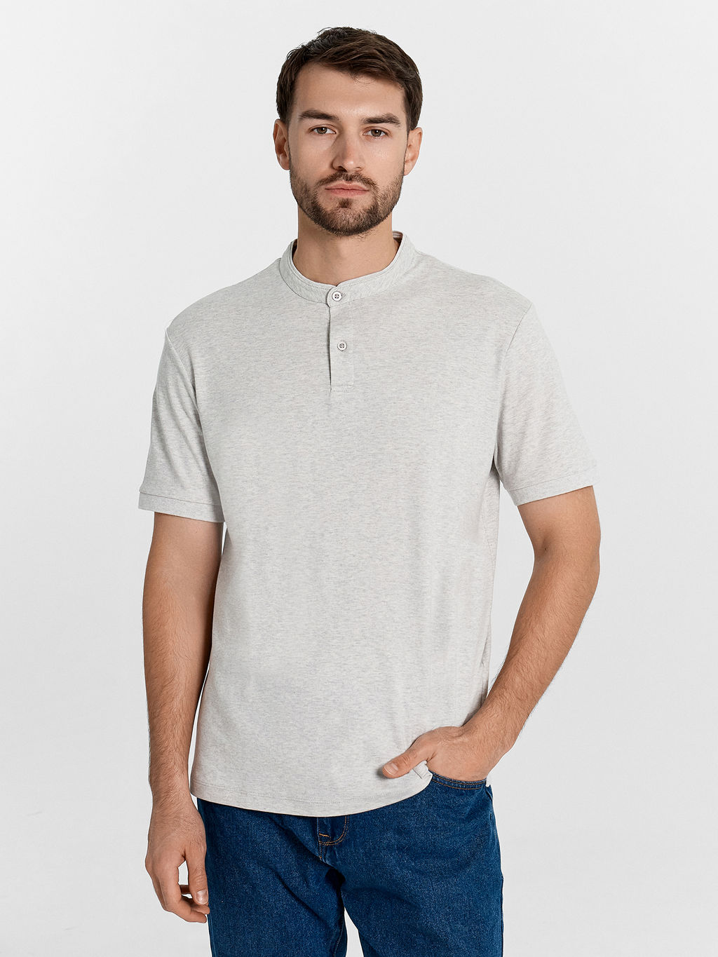 Поло мужское в цвете светло-серый меланж св.серый меланж 111849/1 - Mark formelle фото 2