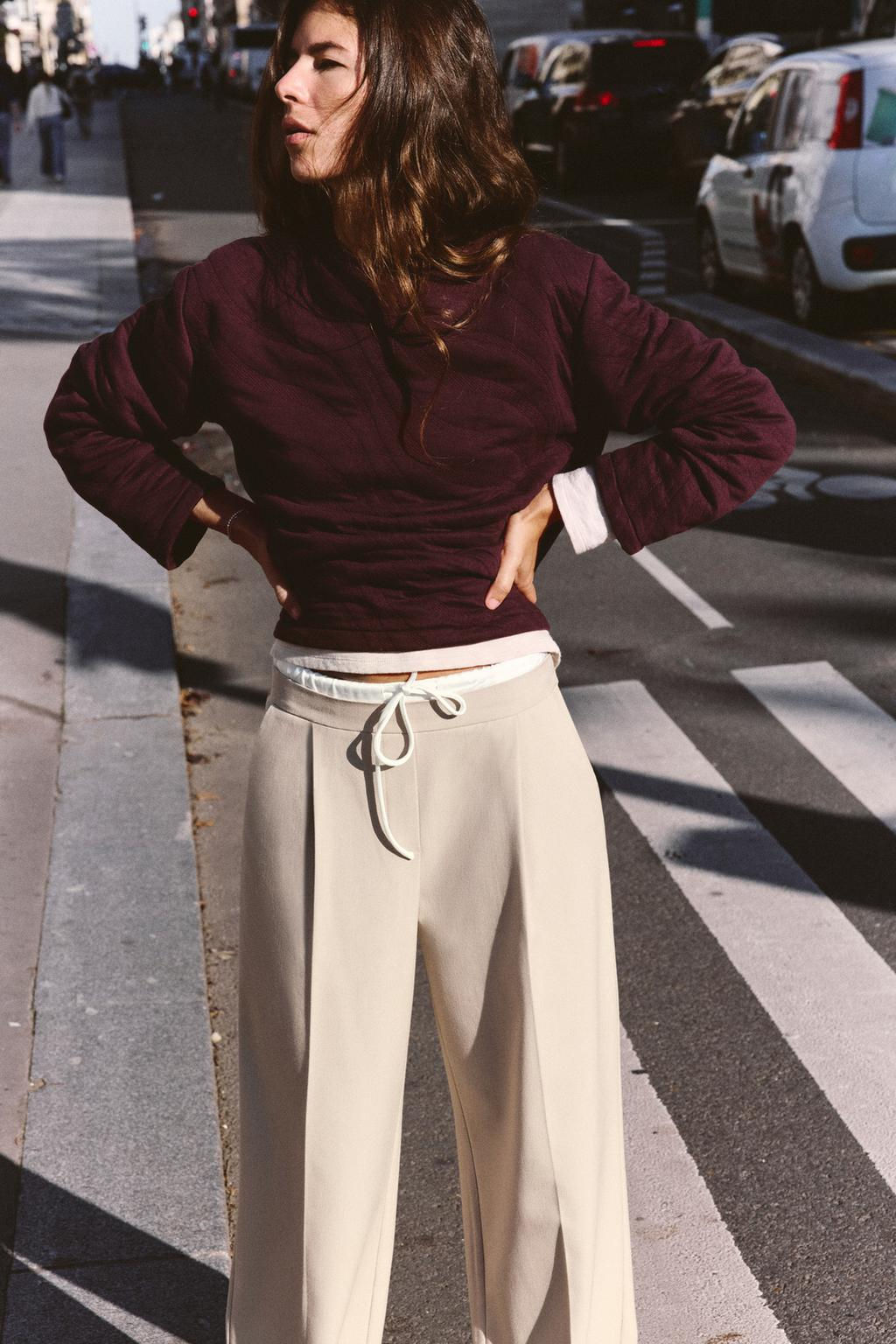 WIDE-LEG TROUSERS WITH DOUBLE WAISTBAND