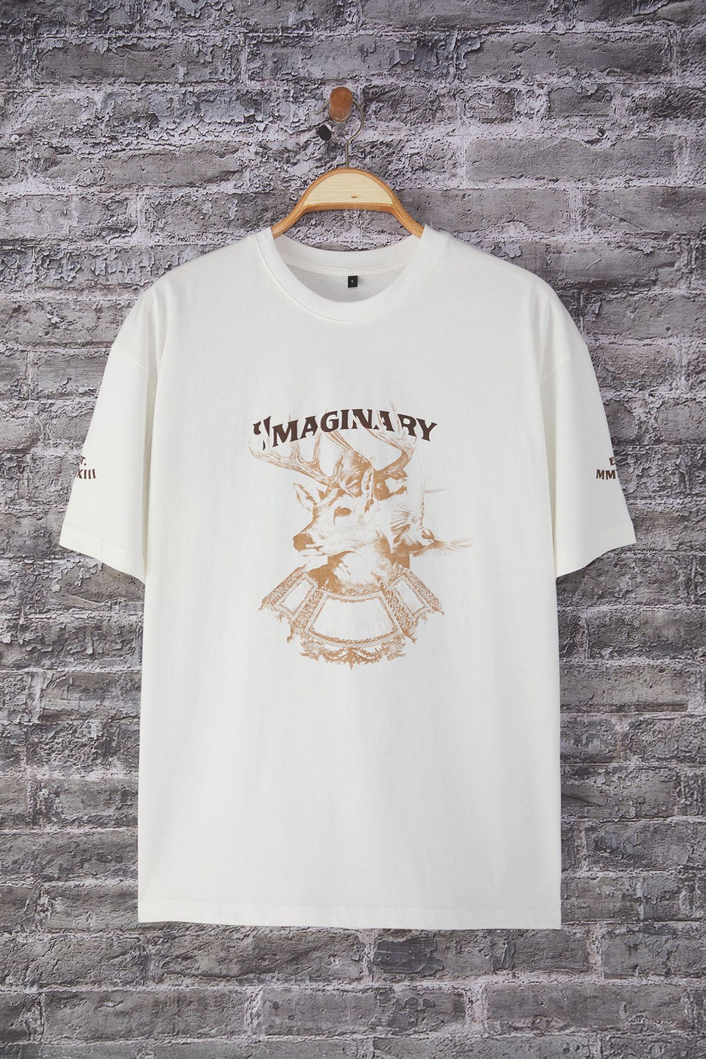 TRENDYOL MAN Beyaz Oversize/Genis Kesim Geyik Bask?l? %100 Pamuk T-Shirt TMNSS25TS00201 - Trendyolmilla фото 8