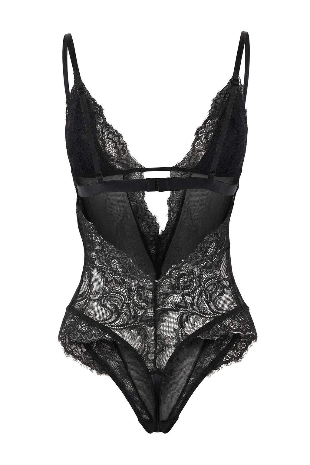 Siyah Dantel/Tul Fitted Duz Body THMSS26BD00009 - Trendyolmilla фото 4