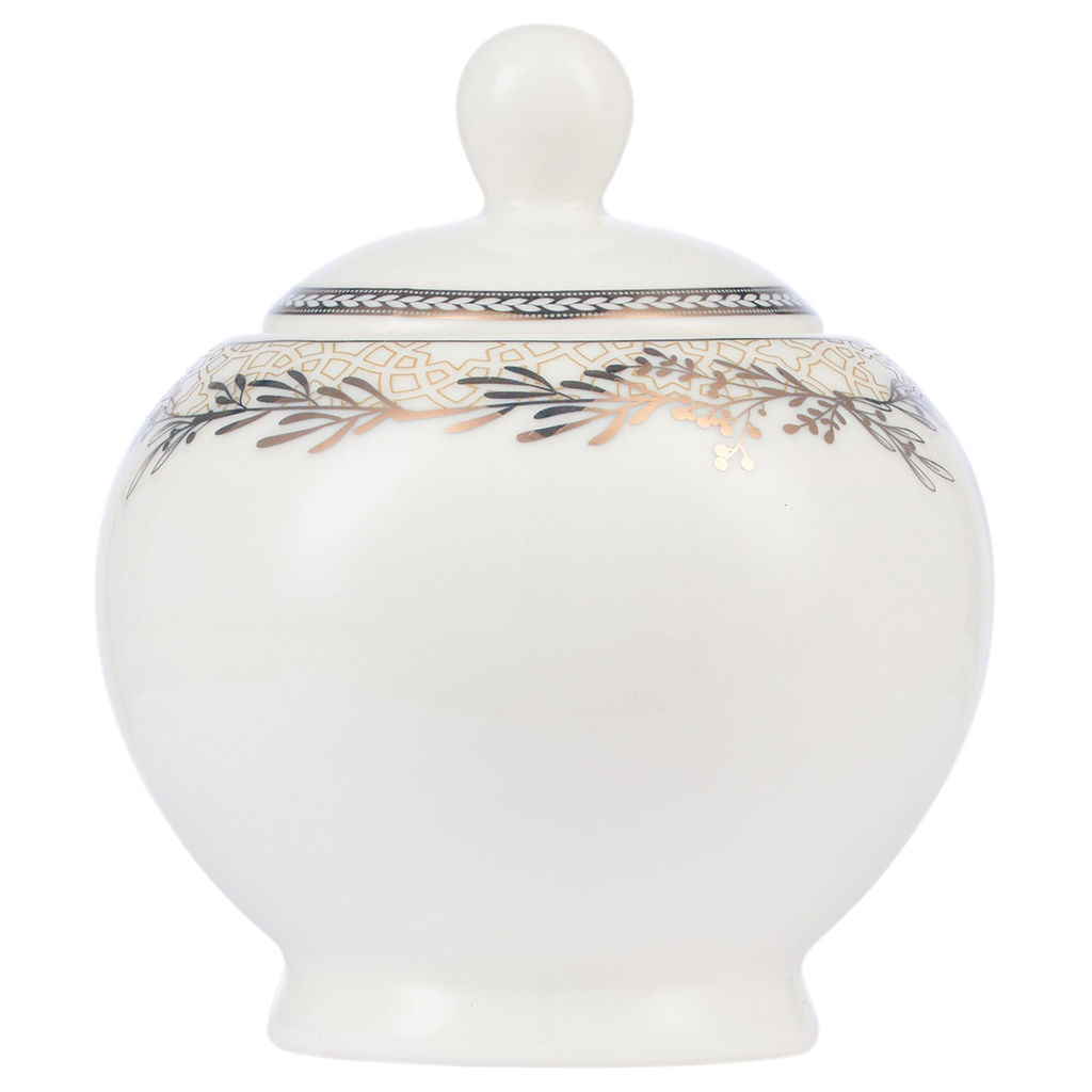 51565 GIPFEL Сахарница CHARLOTTE 250 мл. Материал: фарфор. Цвет: белый с красным.