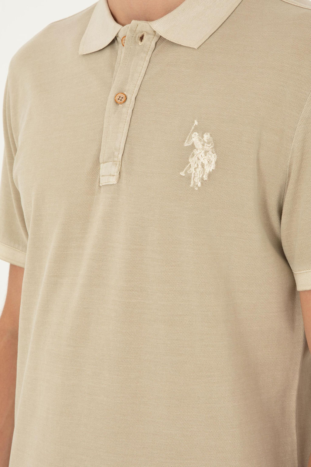 Футболка U.S. Polo Assn мужская светло-хаки хлопок  фото 7