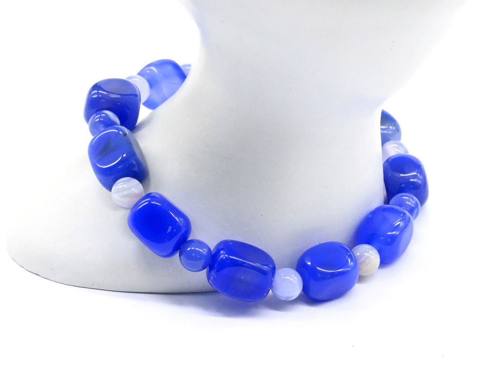 Браслет из агата тонированного прямоугольник 9*12мм цв.синий