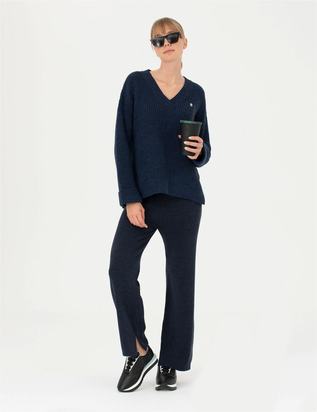 Lacivert Oversize V Yaka Kazak - Pierre cardin фото 4