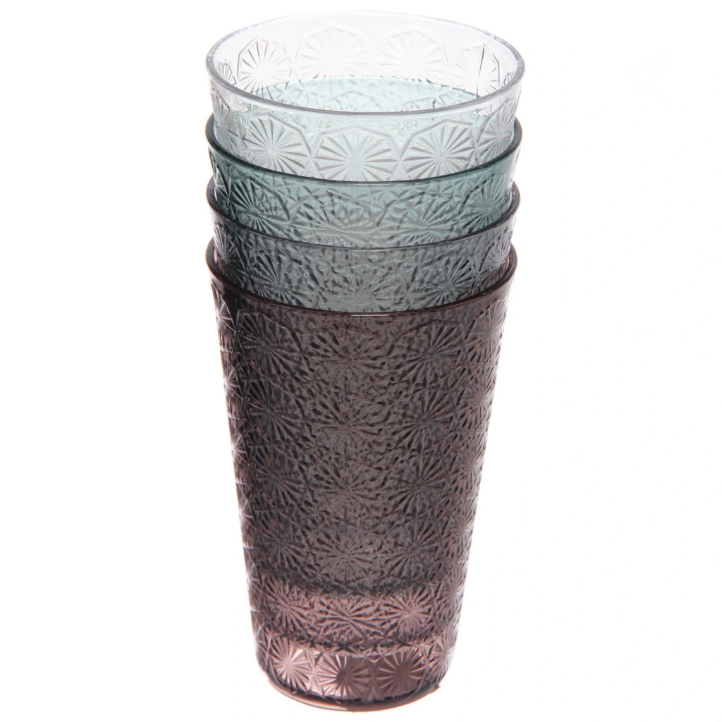 Цена за 2 шт. Стакан пластиковый 440мл "Ромашки" в наборе 4шт, микс цветов