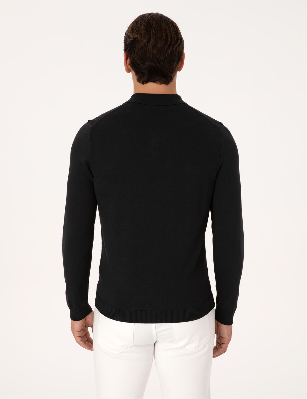 Siyah Regular Fit Y_n Kar___ml_ Fermuarl_ Polo Yaka Basic Triko Kazak - Cacharel фото 5