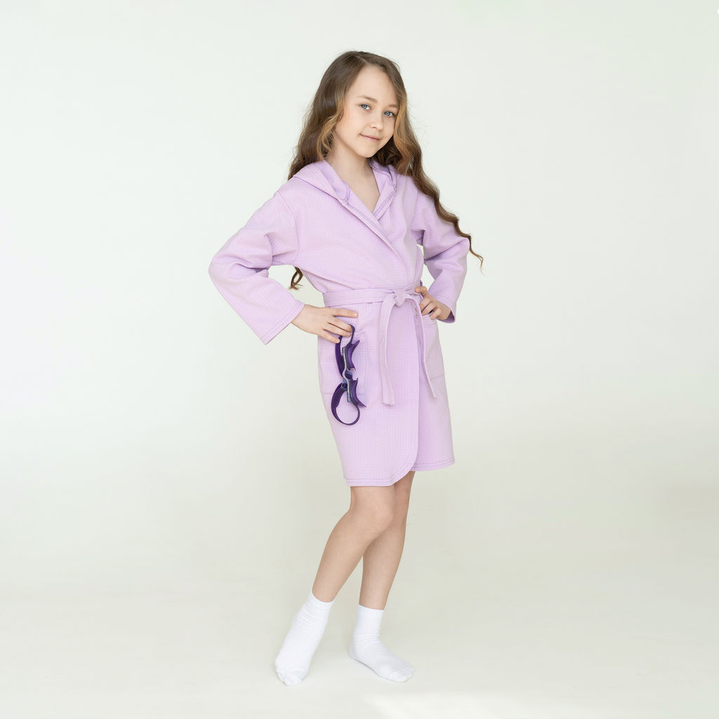 Халат детский вафельный лиловый 914 (134, 68)