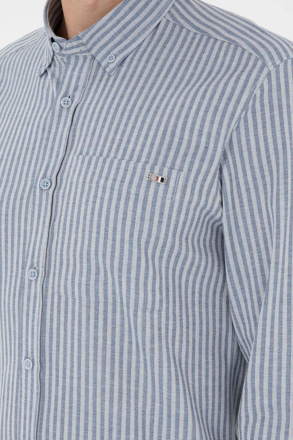 Мужская голубая рубашка с длинным рукавом - U.s. polo assn фото 7