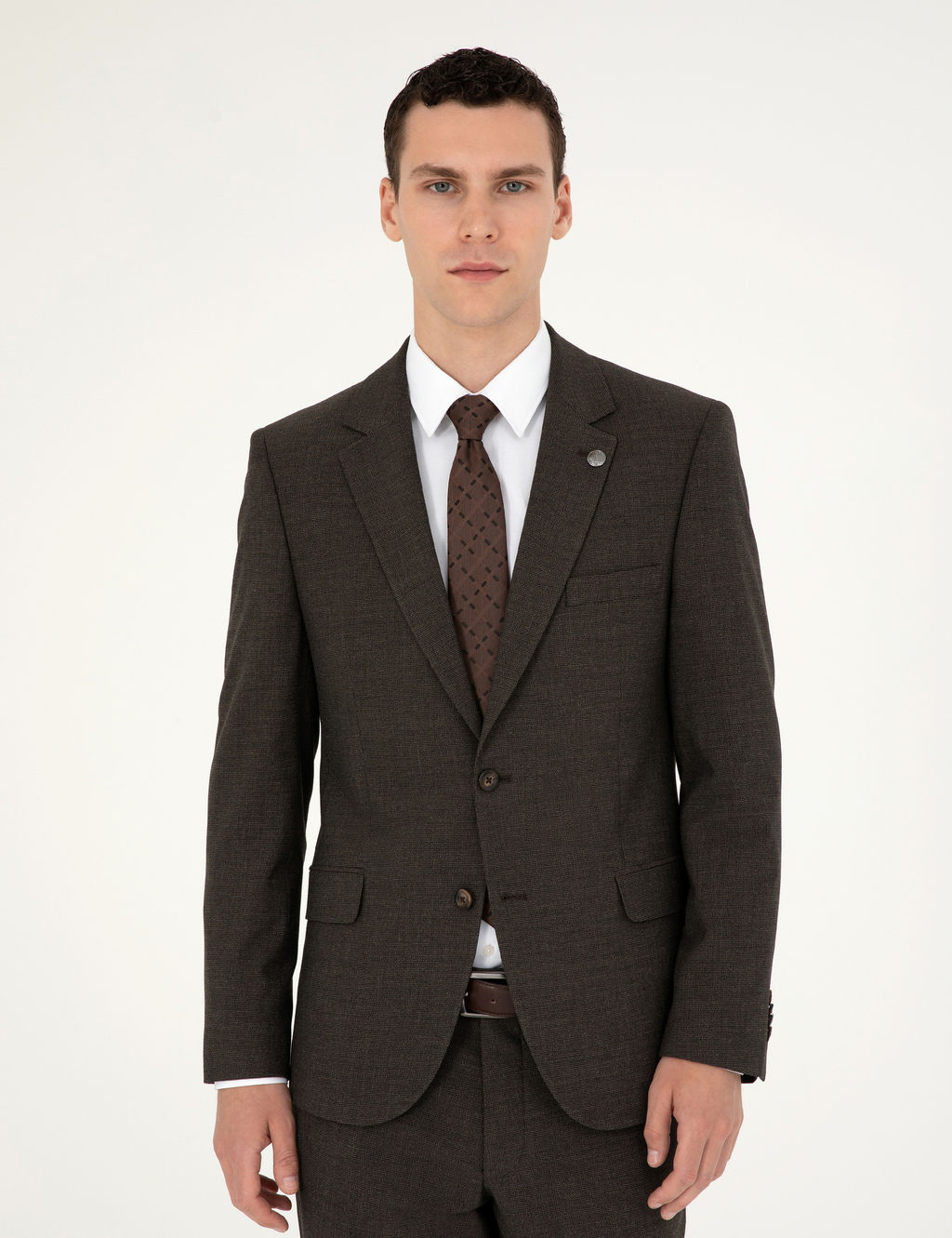 Kahverengi Slim Fit Tak_m Elbise
