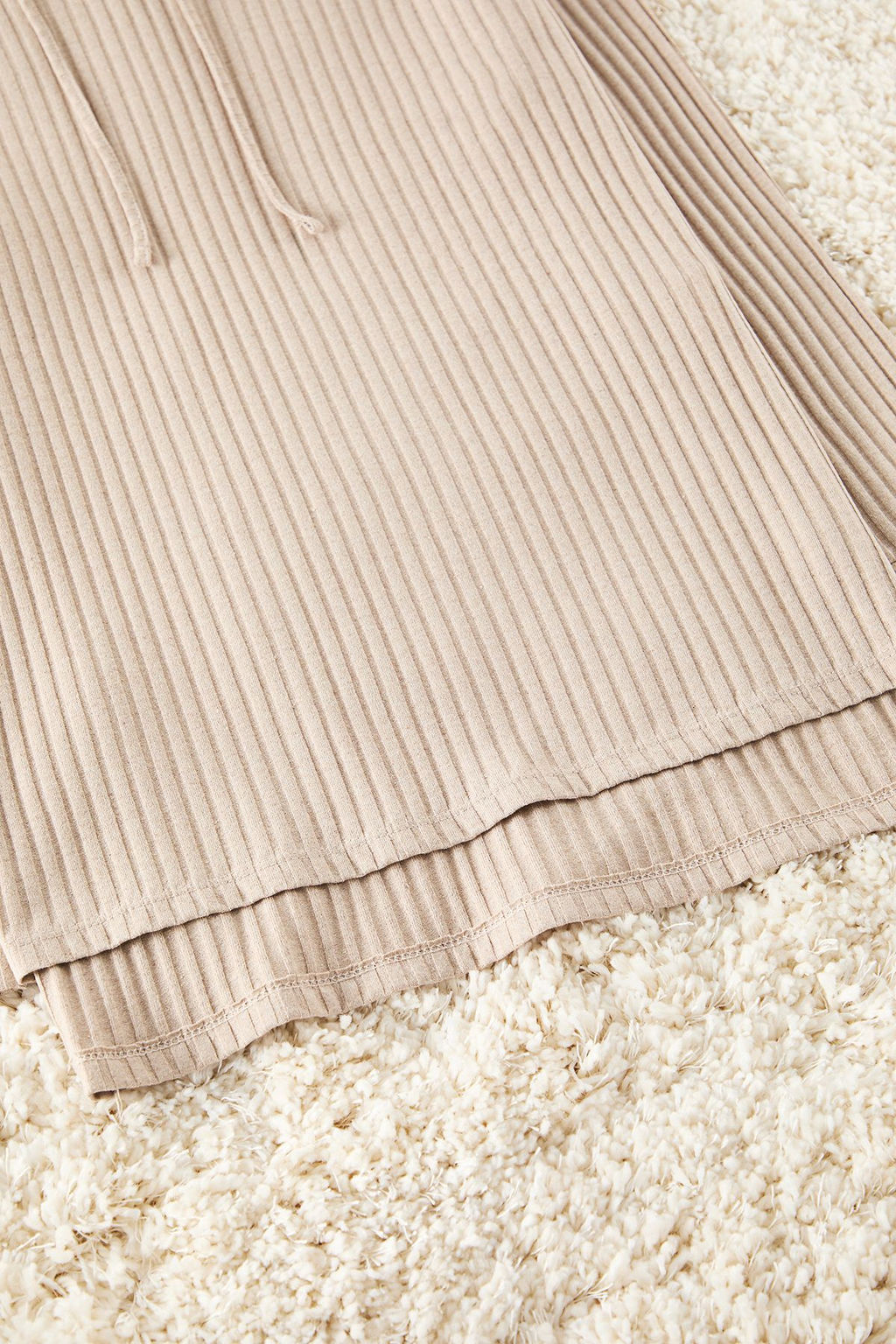 Koyu Bej Kapusonlu Fitilli Orme Pijama Tak?m? THMAW22AU0334