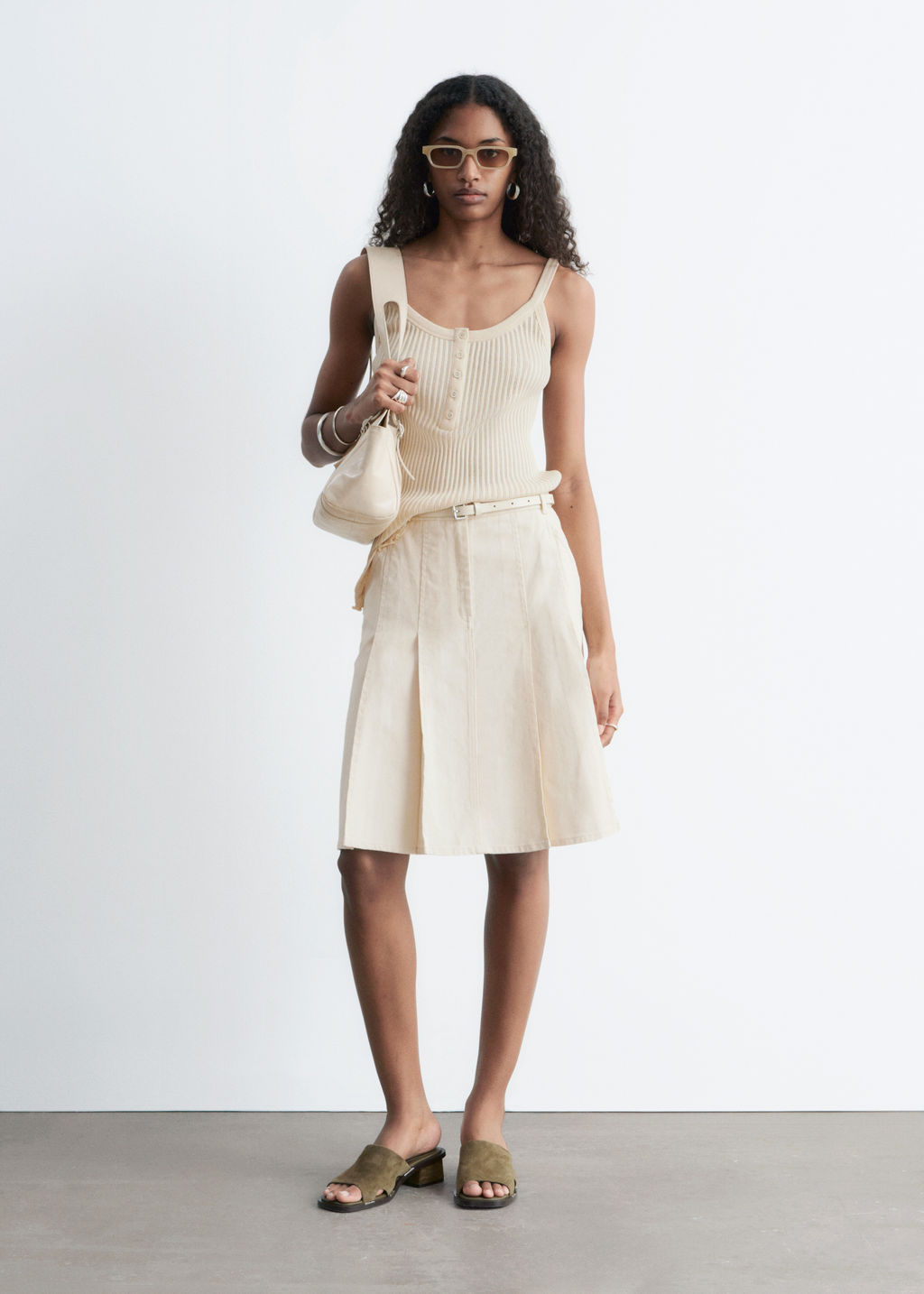 Falda midi plisada de algod?n - H&m фото 3