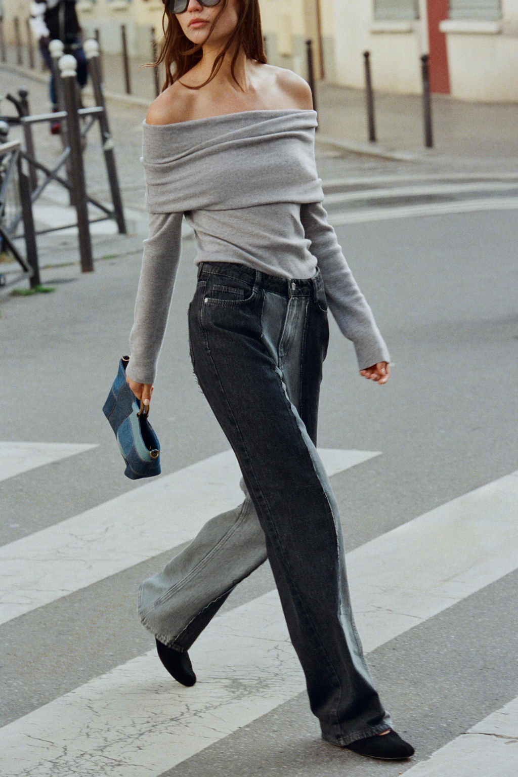 Z1975 WIDE-LEG HIGH-WAIST COMBINED JEANS - Zara фото 10