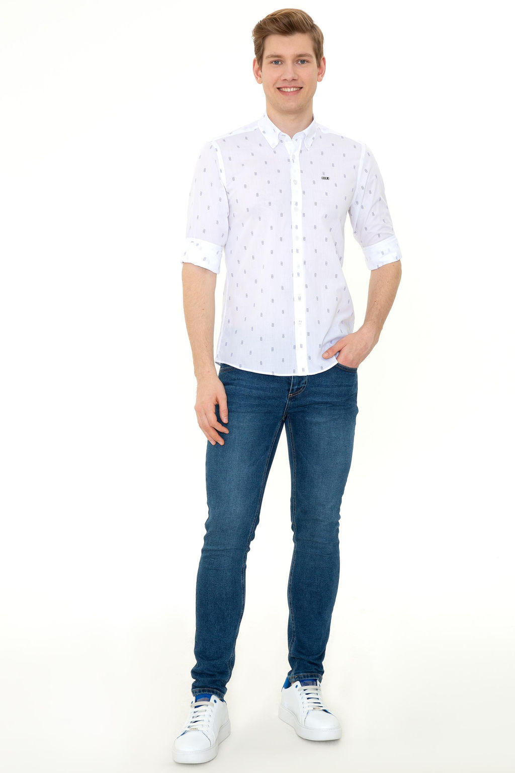 U. S. Polo Assn / Мужская белая рубашка с длинным рукавом - U.s. polo assn фото 17