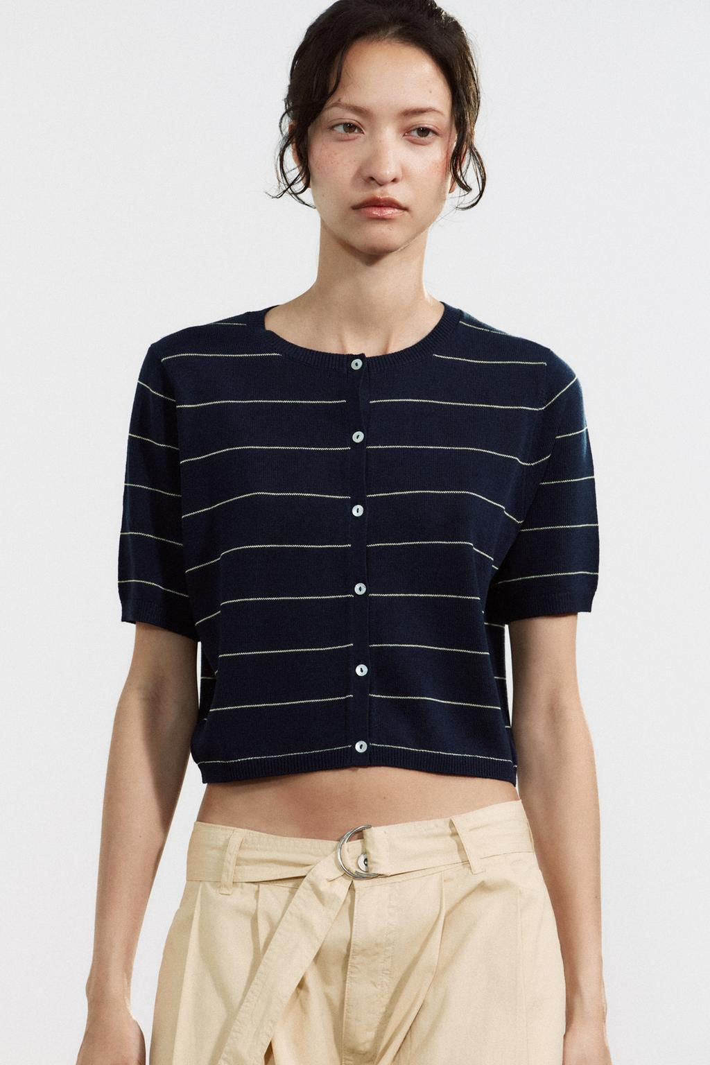 STRIPED KNIT CROPPED JACKET - Zara фото 2